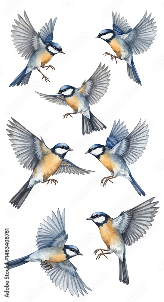 Obraz premium Azure Flight: A Chorus of Wings AI Generated