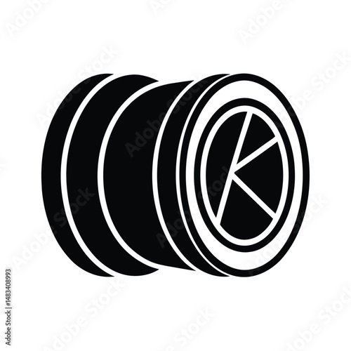 Black and White Circular Aperture Camera Lens Icon Design