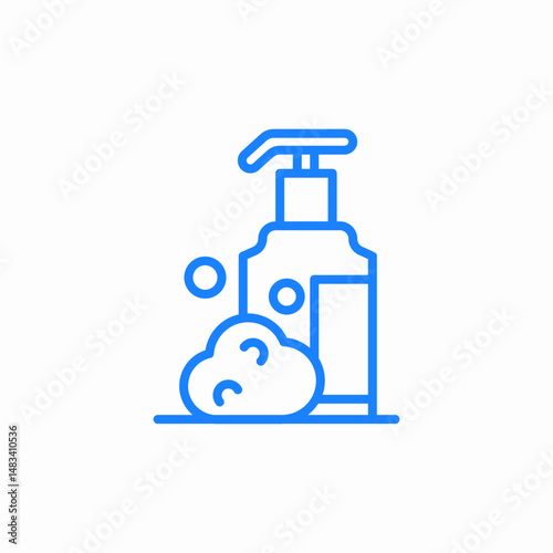 bottle with dispenser and liquid soap foam icon sign vector