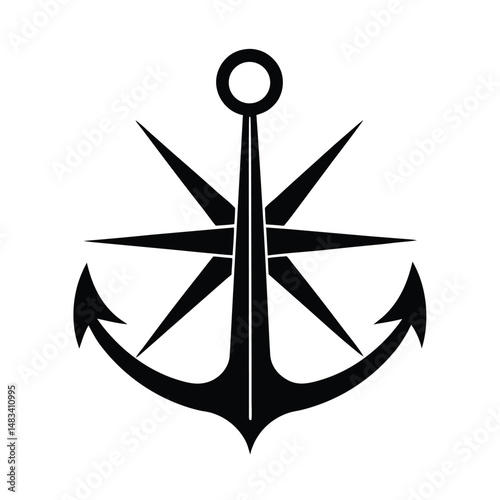 Nautical Anchor Compass Star Graphic Design Symbol Icon