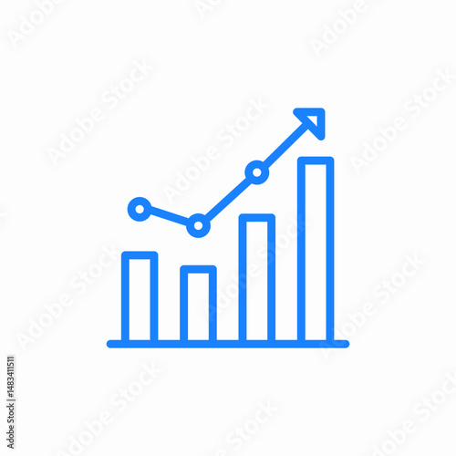 chart with upward arrow growth progress statistics data analysis icon sign vector