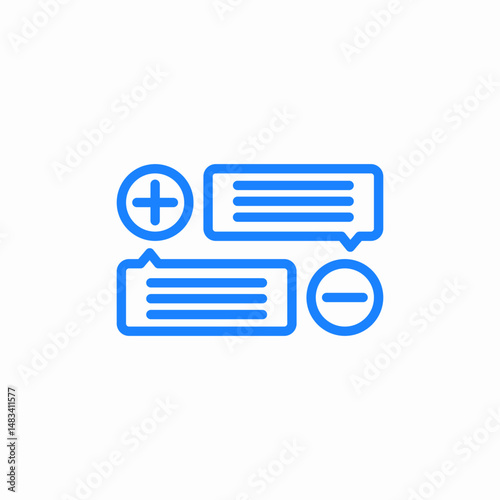 chat bubbles with plus and minus symbols icon sign vector