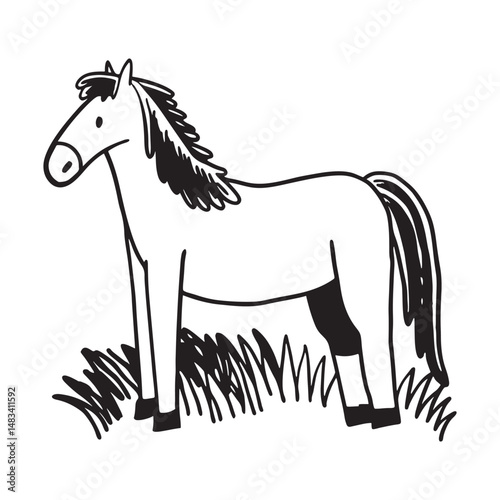 Horse outline silhouette vector, vintage Engraving woodcut Horse  retro vector art illustration design.