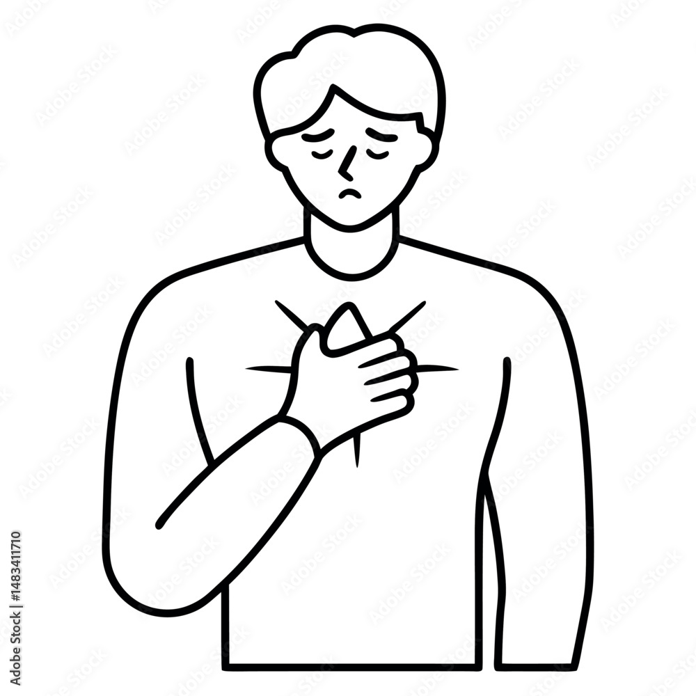 Heart Attack Icon – Medical Line Drawing of Man with Cardiac Arrest Heart Attack Icon – Medical Line Drawing of Man with Cardiac Arrest