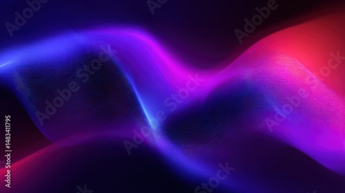 Dark blue violet purple magenta pink burgundy red abstract background for design. Color gradient, ombre. Wave, fluid. Bright light wavy line, spot. Neon, glow, flash, shine.
