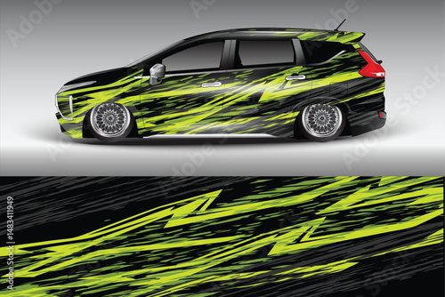 Sleek modified car with vibrant graphic design