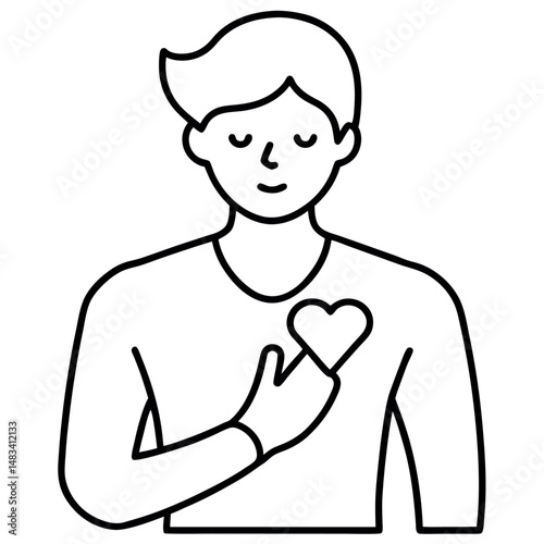 Heart Attack Icon – Outline Human Showing Cardiovascular Distress