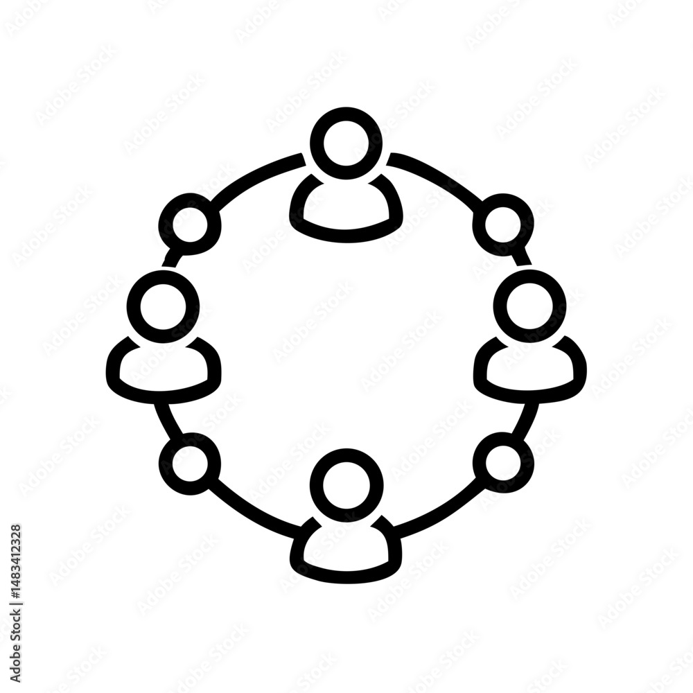 Fototapeta premium People in Circle Icon – Teamwork, Community, and Collaboration Symbol