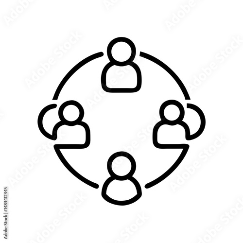 People in Circle Icon – Teamwork, Community, and Collaboration Symbol