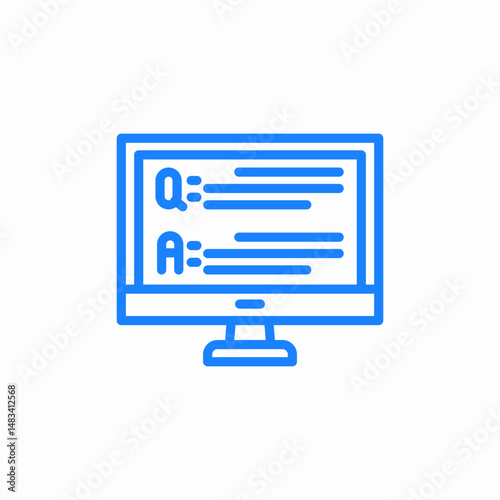 computer monitor with text format question answer q and a icon sign vector