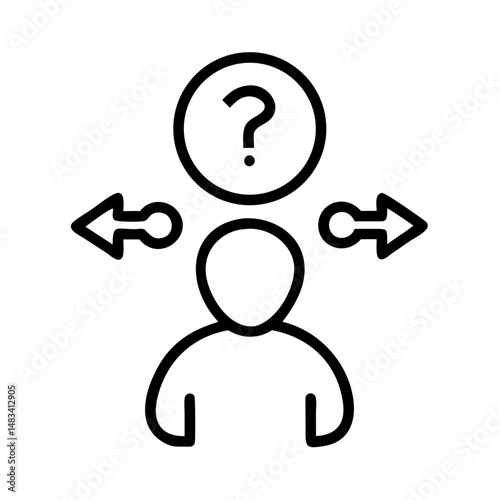 Confused Person with Question Mark Icon – Decision Making Symbol