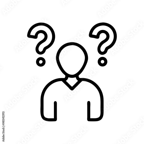 Confused Person with Question Mark Icon – Decision Making Symbol