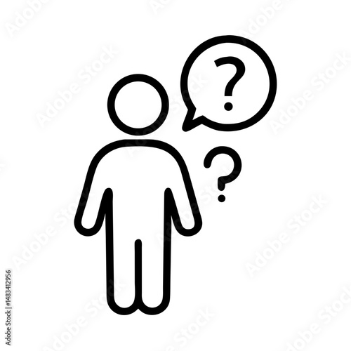 Confused Person with Question Mark Icon – Decision Making Symbol