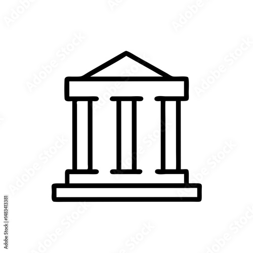 Pillared Commercial Building Icon Representing Corporate Architecture, Business Infrastructure, and Office Complex