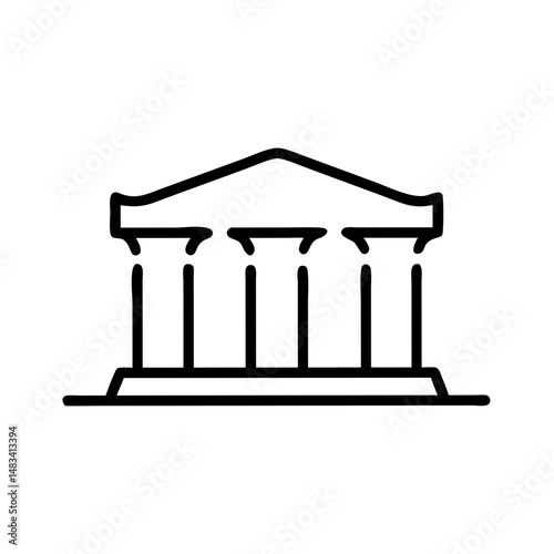 Pillared Commercial Building Icon Representing Corporate Architecture, Business Infrastructure, and Office Complex