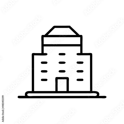 Pillared Commercial Building Icon Representing Corporate Architecture, Business Infrastructure, and Office Complex