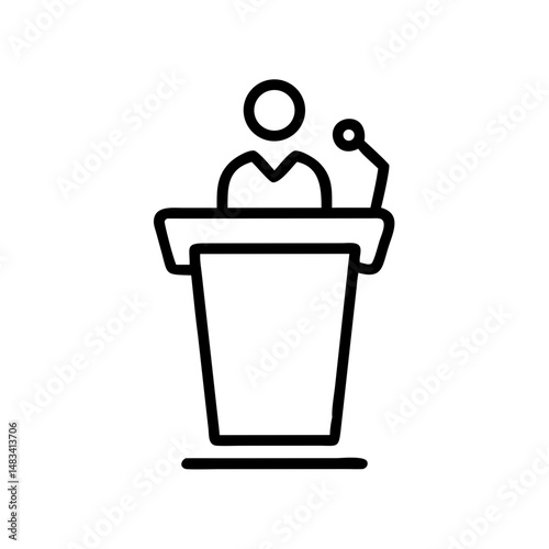 Podium with Speaker Icon Representing Public Speaking, Presentation, and Conference Leadership