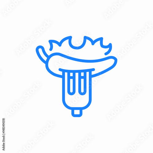 fork hot heat flame spicy chilli food icon sign vector