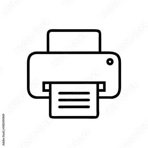 Printer Icon Representing Document Printing, Office Equipment, and Paper Output