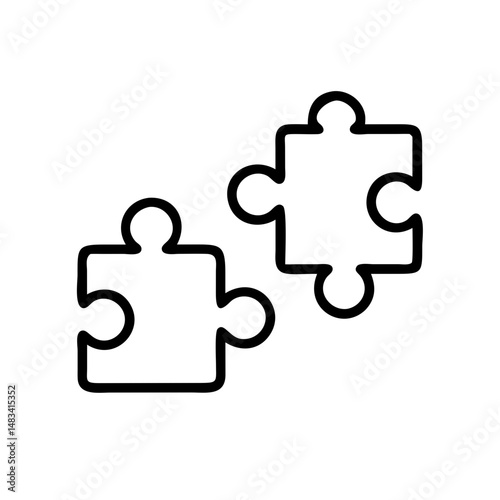 Puzzle Pieces Connection Icon Representing Collaboration, Problem Solving, and Teamwork