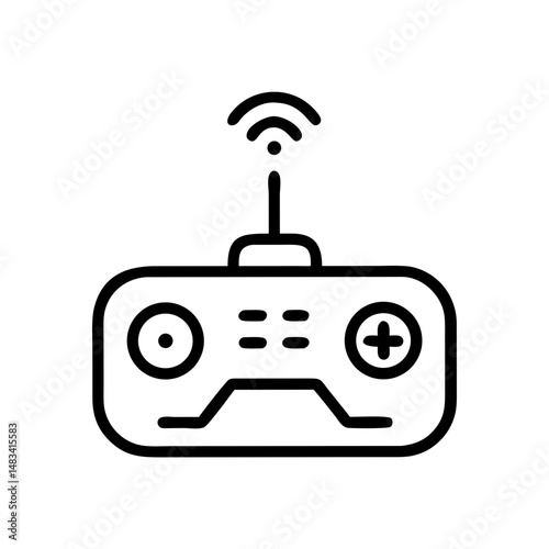 Remote Control Device Icon Representing Wireless Operation, Electronic Control, and Smart Device Interaction