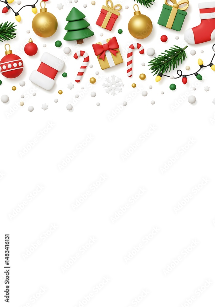 Fototapeta premium Festive 3D Ornament Border