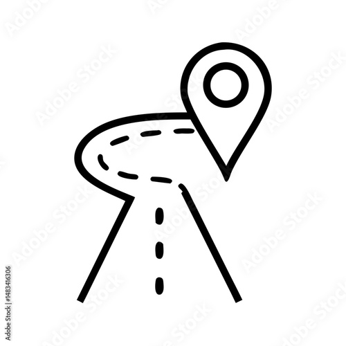 Road Path with Navigation Arrow Icon Representing Travel Direction, Route Guidance, and GPS Navigation