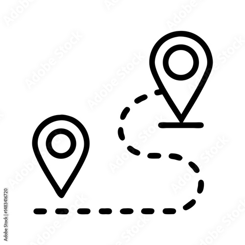Road Path with Pin Destination Icon Representing Travel Route, Navigation, and Location Arrival