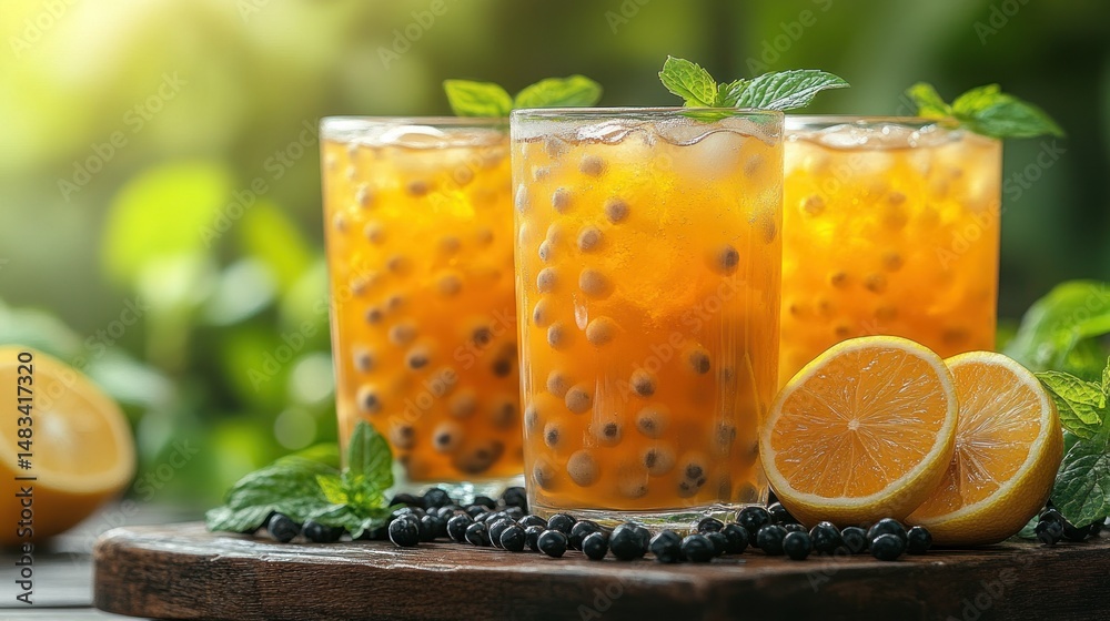 Fototapeta premium Refreshing iced passion fruit tea