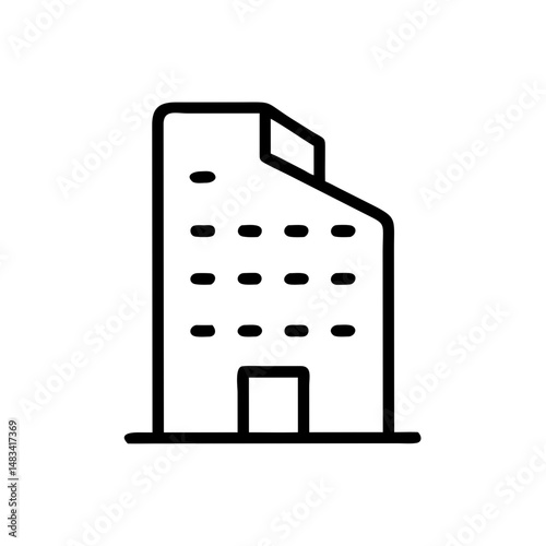 Rounded Corner Office Building Icon Representing Modern Architecture, Commercial Space, and Urban Infrastructure