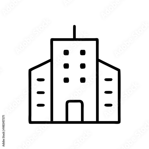 Rounded Corner Office Building Icon Representing Modern Architecture, Commercial Space, and Urban Infrastructure