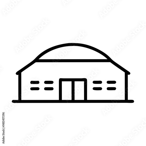 Rounded Front Building Icon Representing Urban Architecture, Commercial Property, and Modern Infrastructure