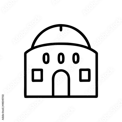 Rounded Front Building Icon Representing Urban Architecture, Commercial Property, and Modern Infrastructure