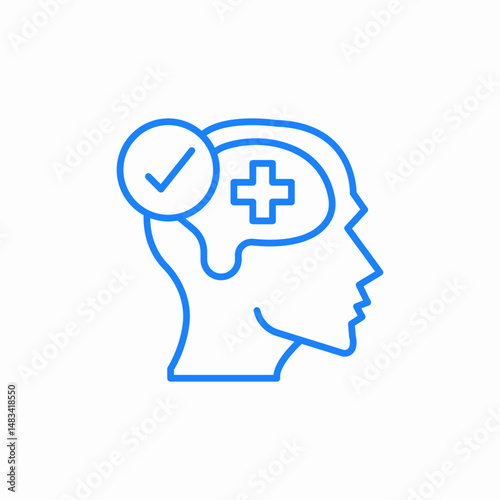 human head profile with brain and medical cross icon sign vector