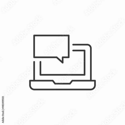 laptop chat interface icon sign vector