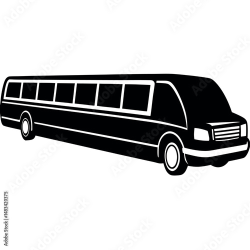 Limousine Tour Bus Silhouette – Side View Vector for VIP Concepts