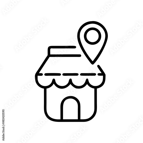 Shop Icon Representing Local Shopping, Retail Business, and Community Commerce