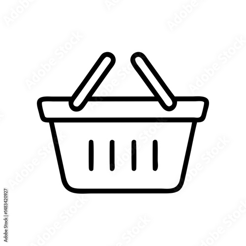 Shopping Basket Icon Representing Retail Purchase, Consumer Goods, and E-Commerce Shopping