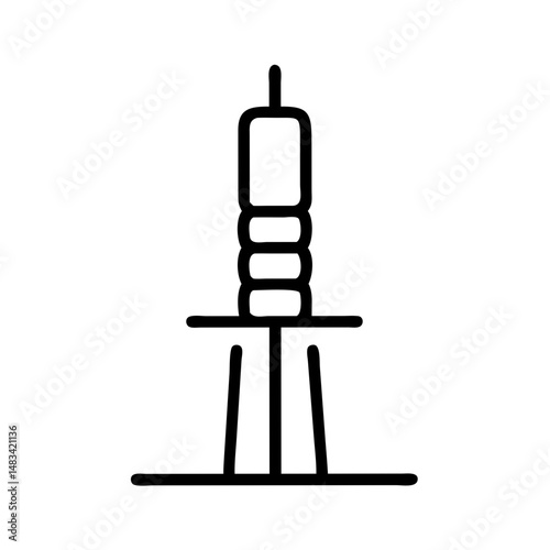Simple Vertical Tower Icon Representing Tall Building, Urban Architecture, and Structural Design