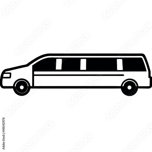 Luxury Limousine Bus Icon in Single Line Art for Premium Travel