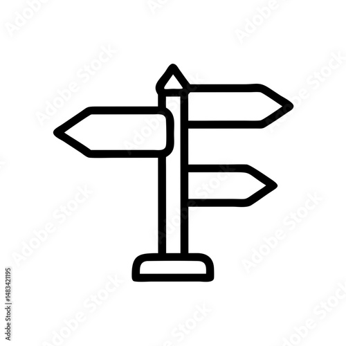 Single Directional Signpost Icon Representing Navigation, Wayfinding, and Route Guidance