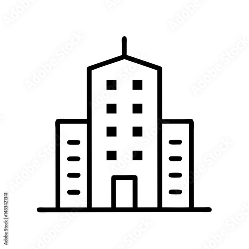Six Window Corporate Tower Icon Representing Business Office Building and Commercial Urban Infrastructure