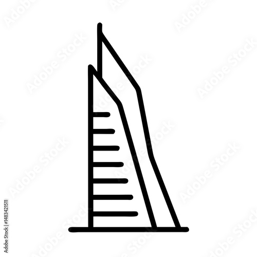 Slanted Edge Skyscraper Icon Representing Modern High-Rise Architecture and Urban Business Infrastructure