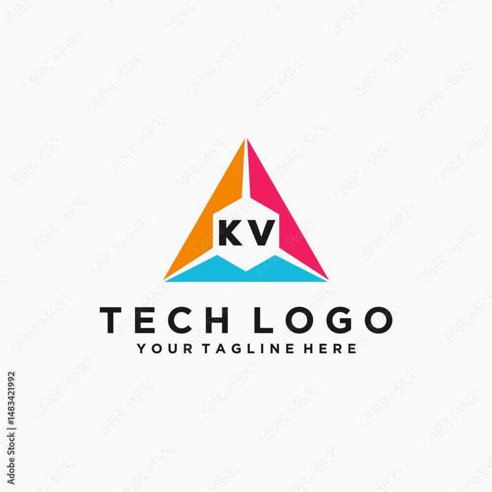 KV Initials Tech Logo Vector Art Icons and Graphics KV Initials Tech Logo Vector Art Icons and Graphics