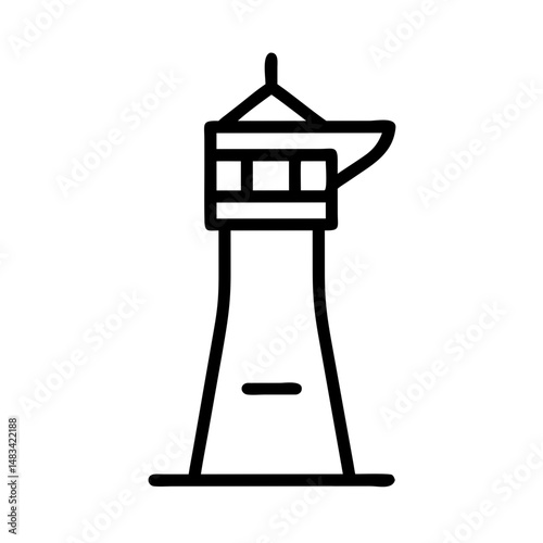 Small Tower with Side Wing Icon Representing Architecture, Historical Building, and Structural Design