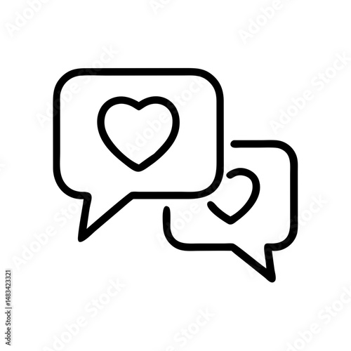 Speech Bubbles with Heart Icon Representing Love Messages, Romantic Communication, and Emotional Chat