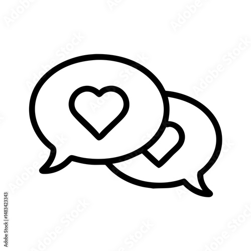 Speech Bubbles with Heart Icon Representing Love Messages, Romantic Communication, and Emotional Chat