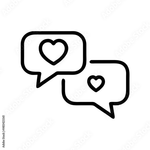 Speech Bubbles with Heart Icon Representing Love Messages, Romantic Communication, and Emotional Chat