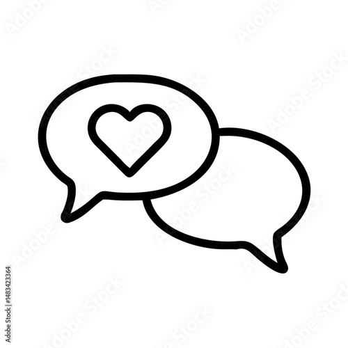 Speech Bubbles with Heart Icon Representing Love Messages, Romantic Communication, and Emotional Chat