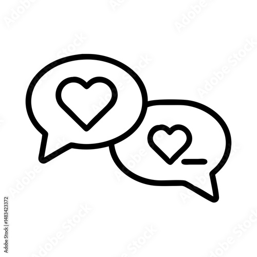 Speech Bubbles with Heart Icon Representing Love, Romantic Chat, and Emotional Communication
